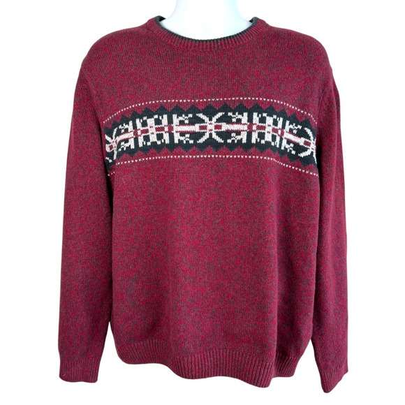 Eddie Bauer Mens Fair Isle Cotton Blend Sweater Size XL Outdoors Cabincore - Picture 1 of 6